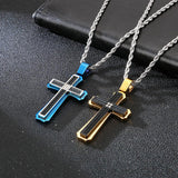 Two Tone Textured Cross Necklace