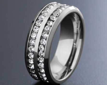 Stainless Steel Double CZ Eternity Ring