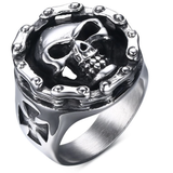 Bike Chain Oval Skull Ring