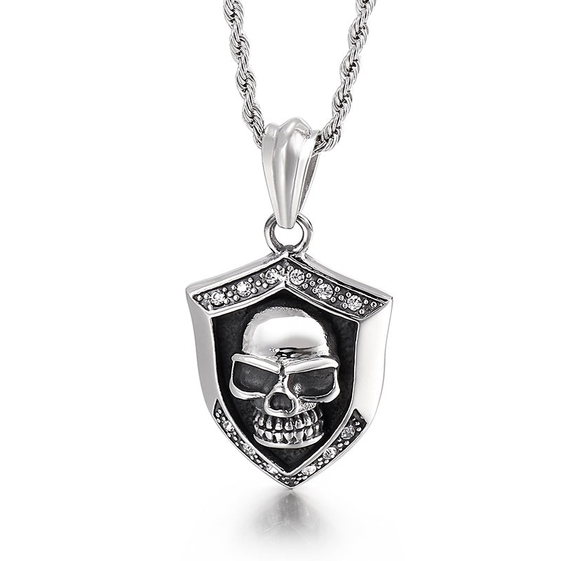 Stainless Steel Skull Shield Necklace