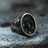 Ornate Two-Tone Skull Signet Ring