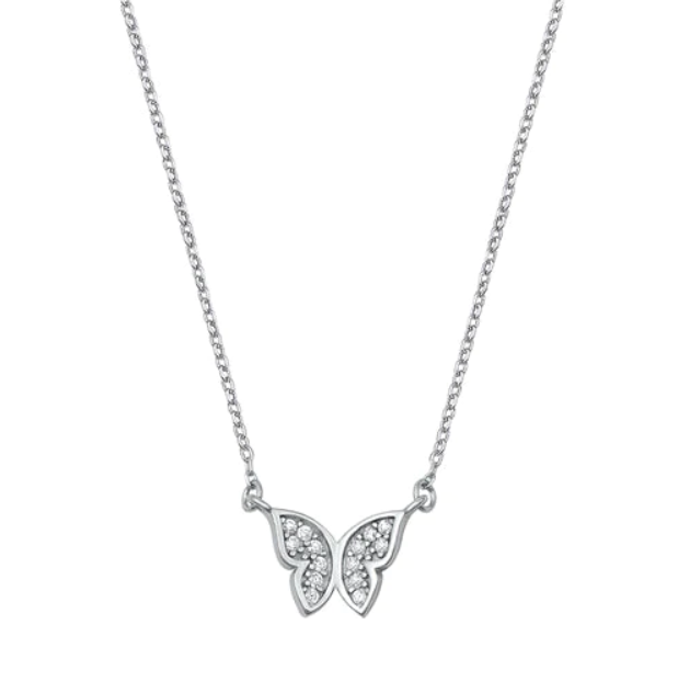Small Attached CZ Butterfly Necklace
