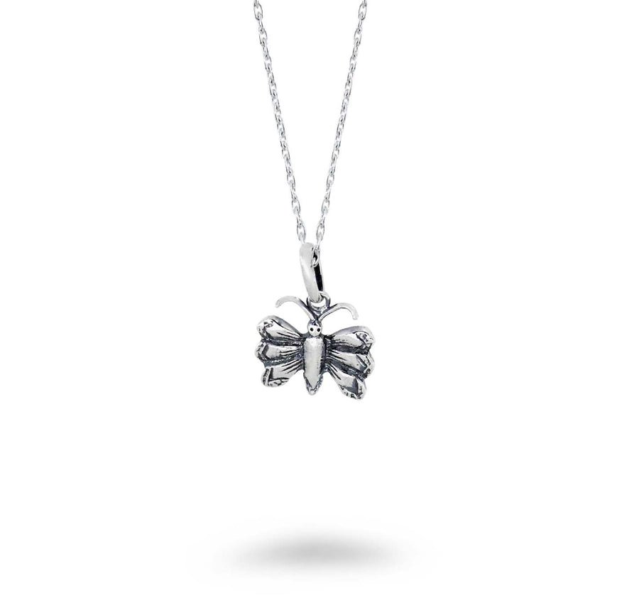 Tiny Oxidized Butterfly Necklace