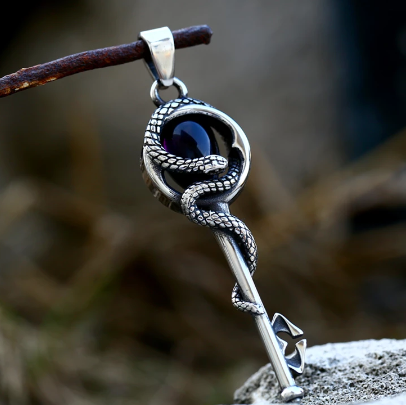 Snake and Skeleton Key Necklace