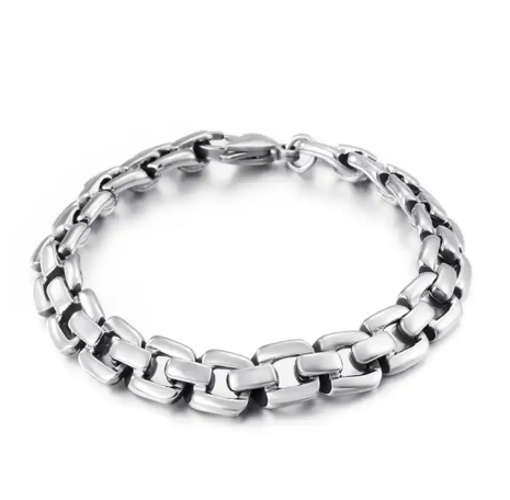 Steel Square Link 10mm Bracelet