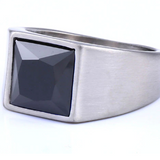 Stainless Steel Square CZ Signet Ring