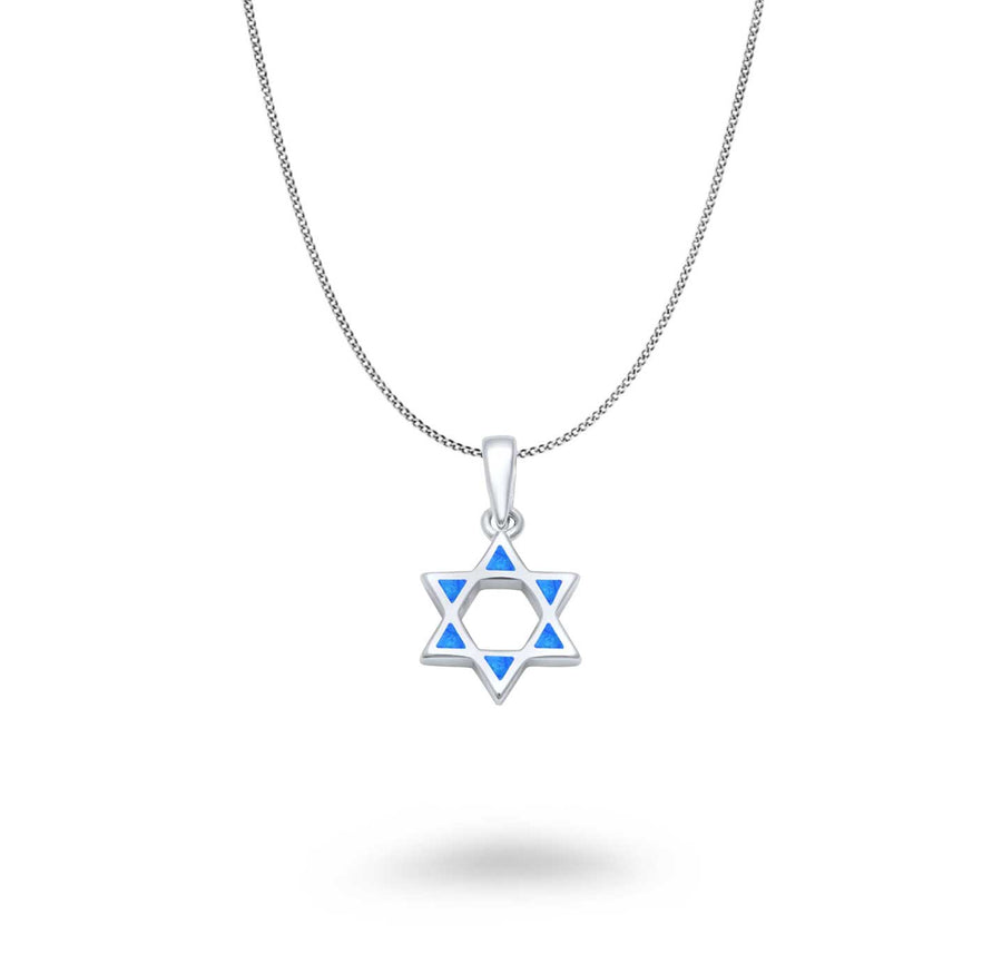 Blue Opal Star of David Necklace