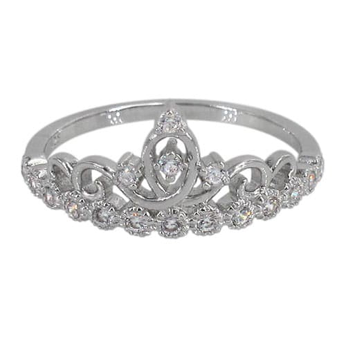 Bezel CZ Princess Crown Ring