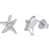 CZ Center Starfish Earrings