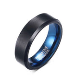 Black Tungsten Ring with Blue Inlay