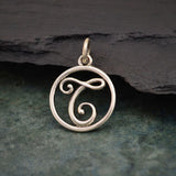 Circle Script Initial Necklace