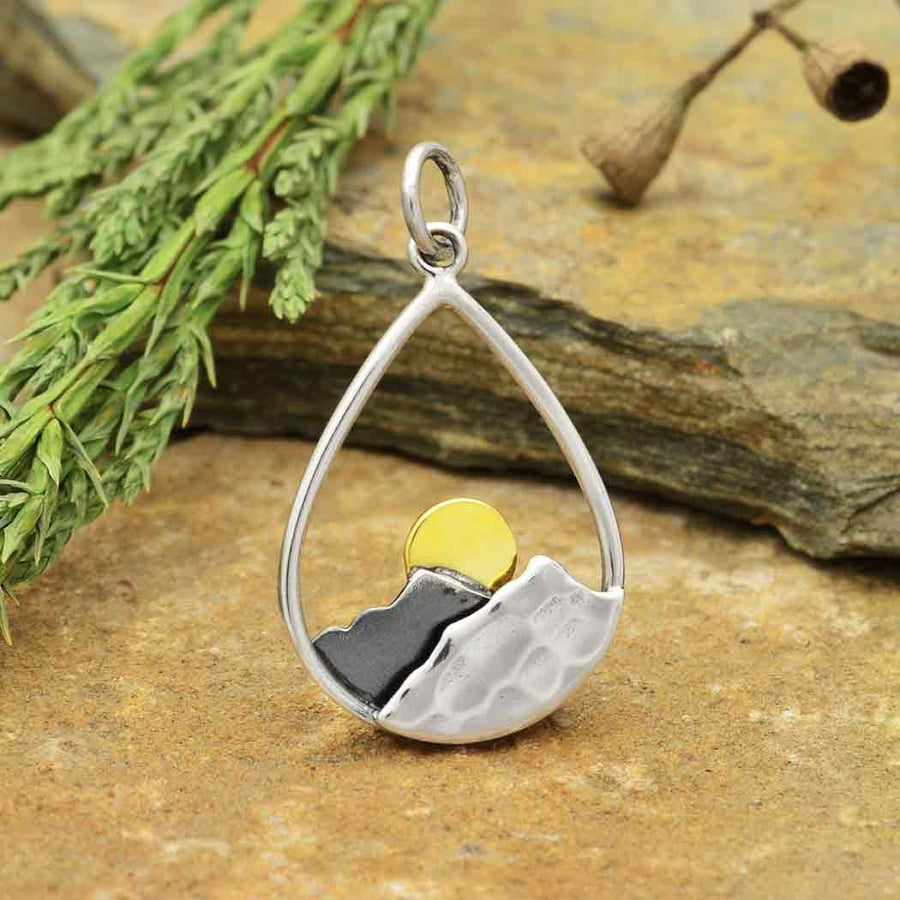Hammered Teardrop Mountain Necklace