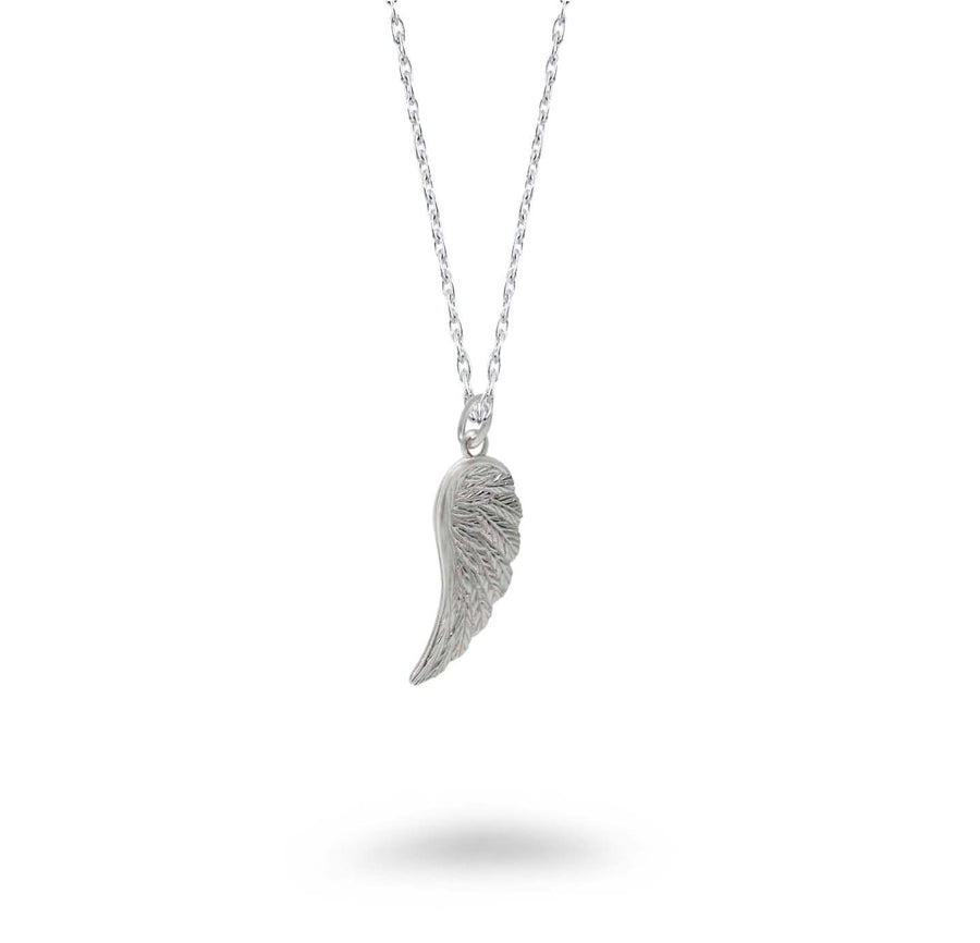 Silver Textured Angel Wing Necklace