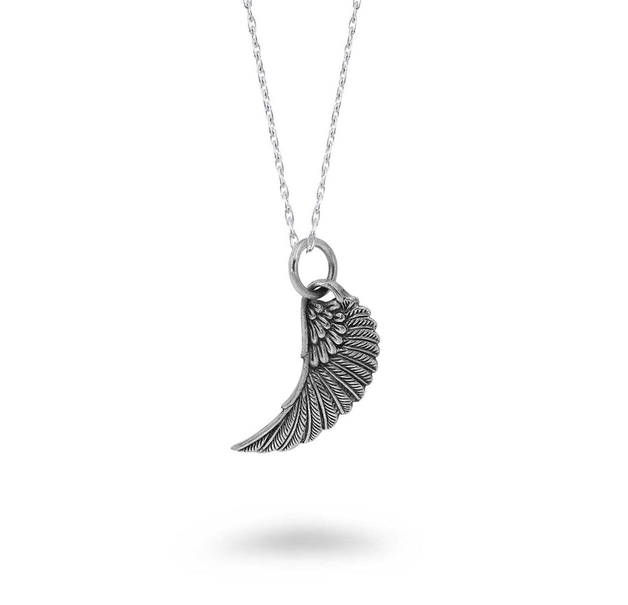 Curled Textured Angel Wing Necklace