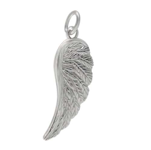 Silver Textured Angel Wing Necklace