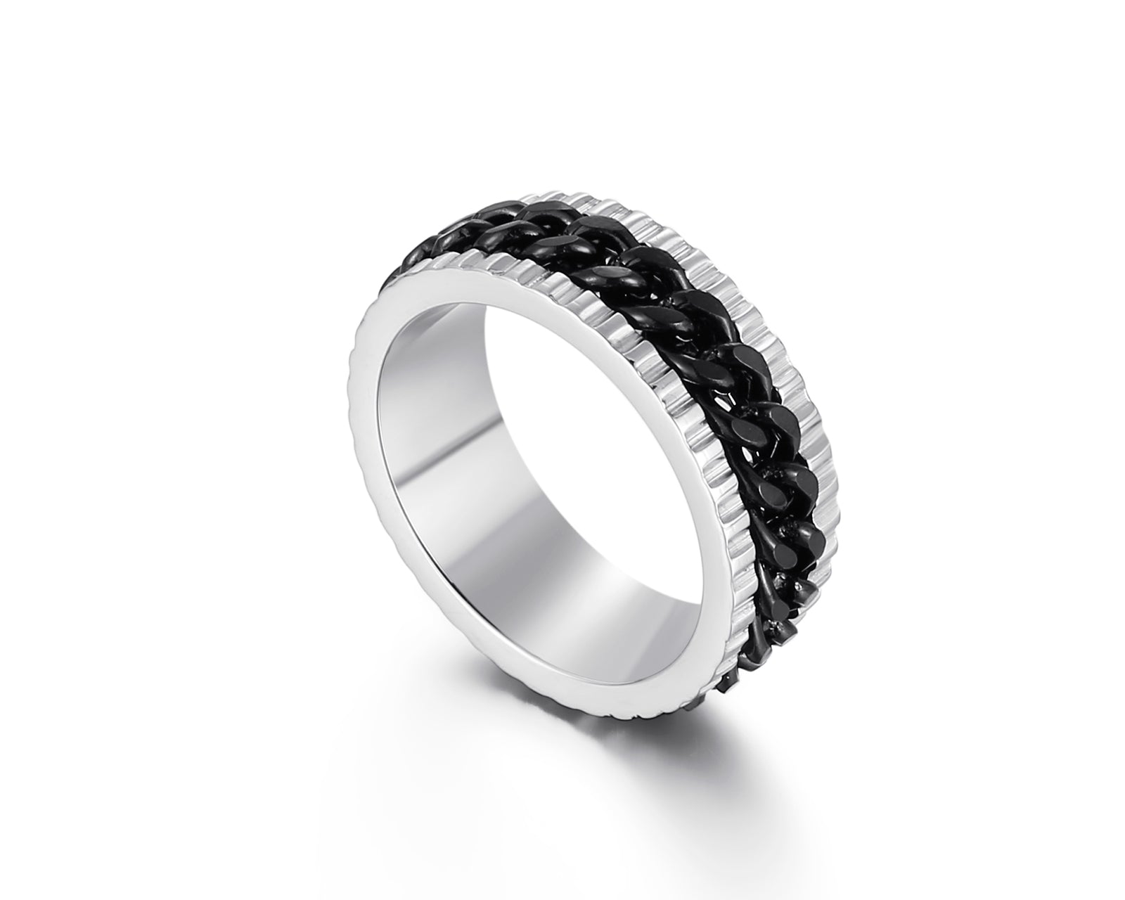 Textured Curb Spinner Ring