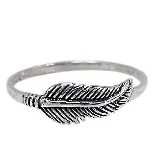 Oxidized Thin Feather Ring