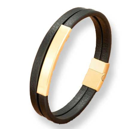Double Flat Black Leather Bracelet