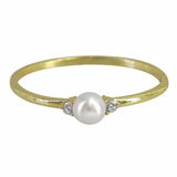 Thin Pearl Solitaire Ring