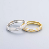 Triple CZ Beveled Eternity Ring