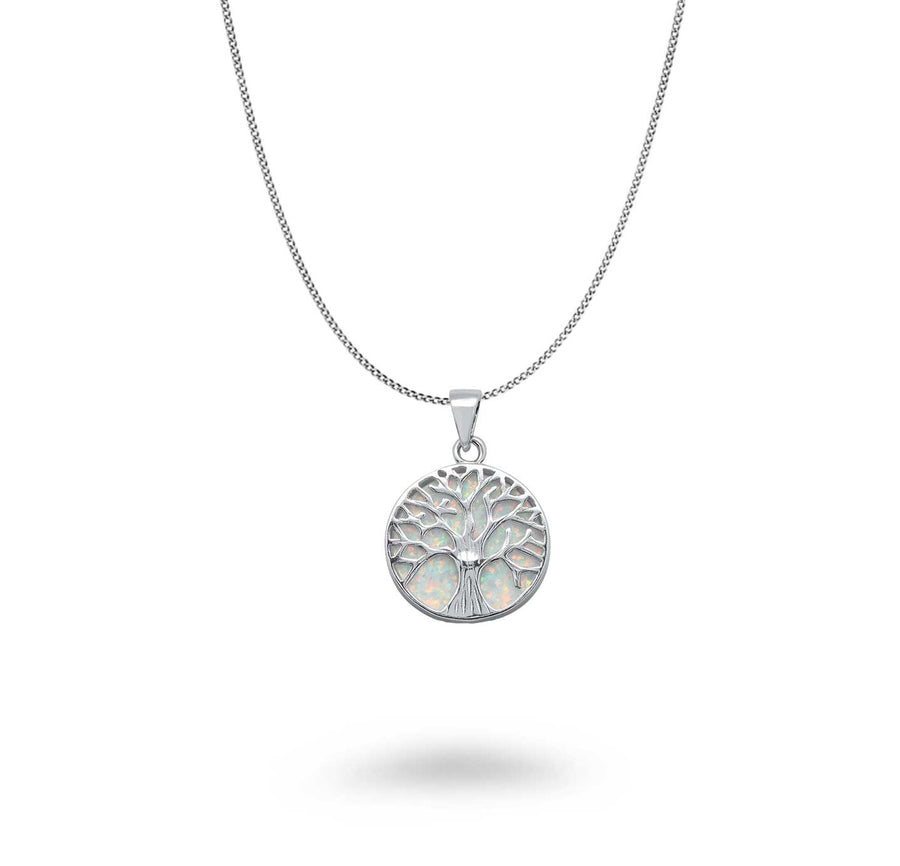 Opal Round Tree of Life Necklace