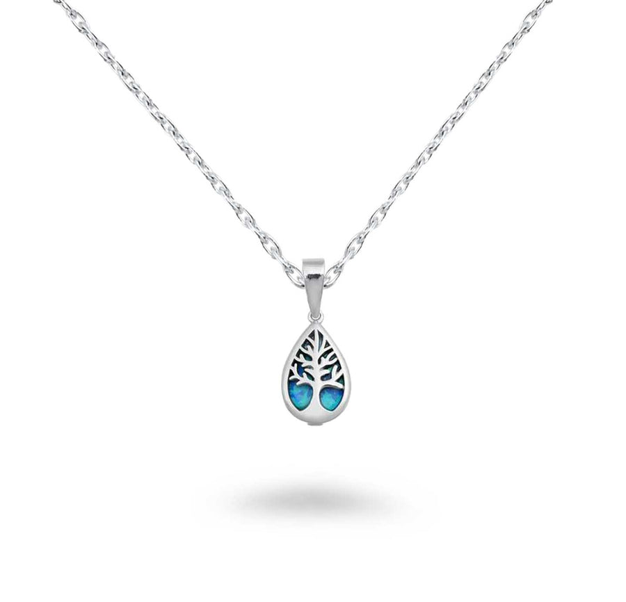 Opal Teardrop Tree of Life Necklace