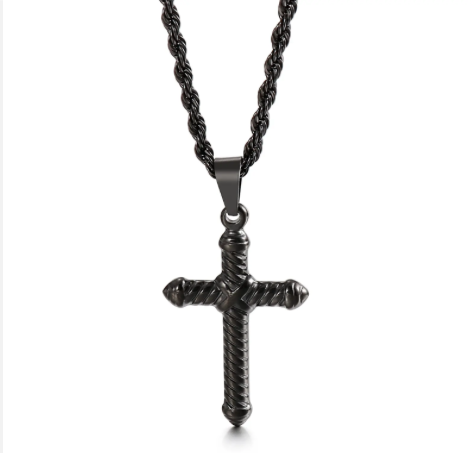 Steel Twist Cross Necklace