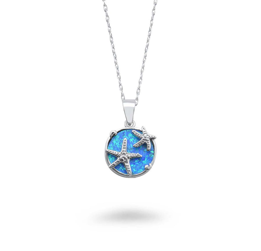Opal Circle Starfish Necklace