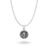 Silver Circle Wolf Necklace